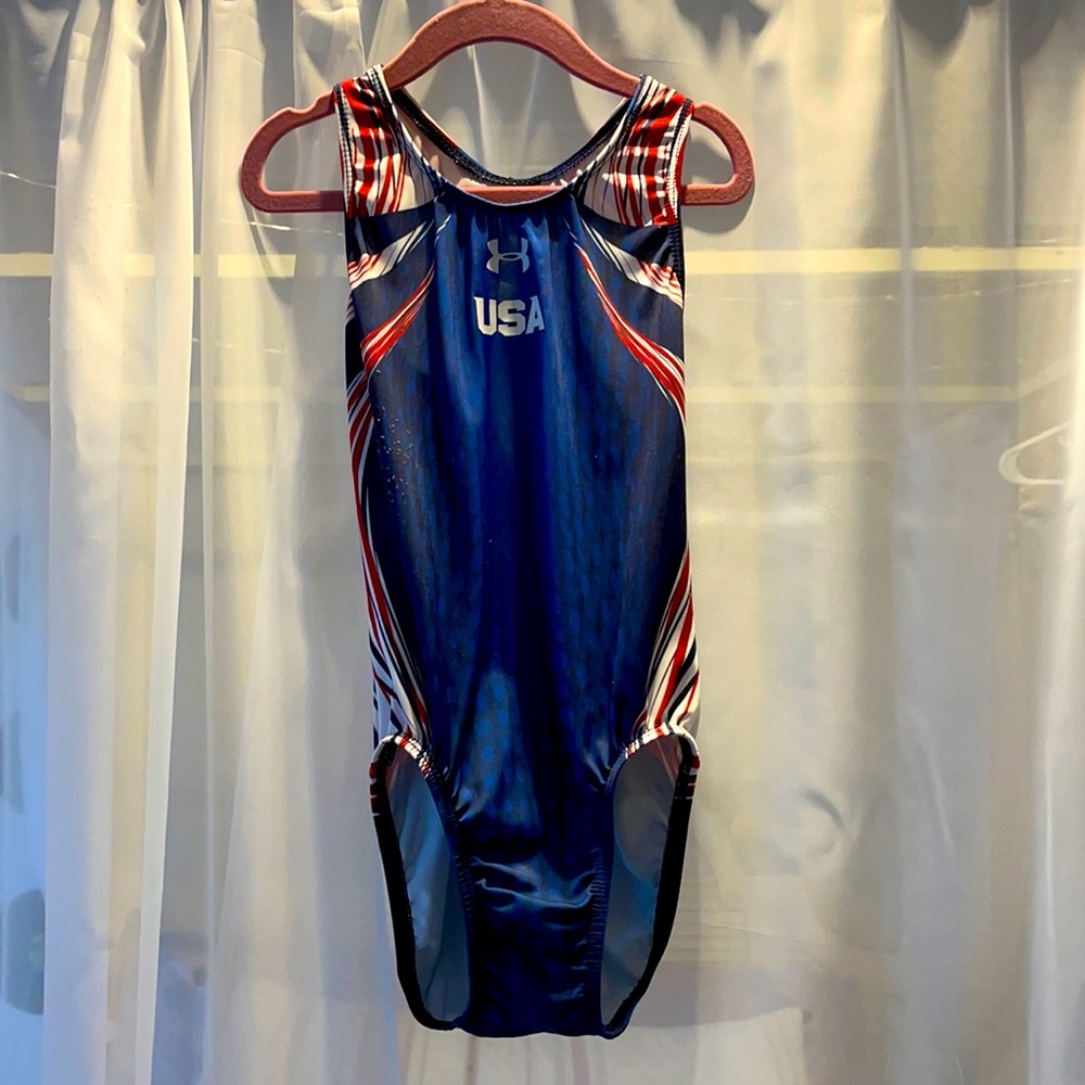 Under Armour USA Leotard GK ELITE Gymnastics UNIFIED Replica FLAG Patriotic CL